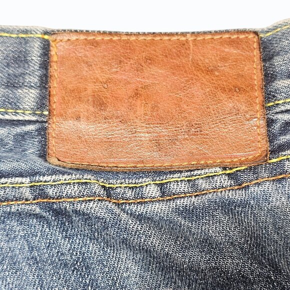 RMC Red Monkey Mens Jean Shorts 38 Denim Button Fly Embroidered Pocket & Hem Y2K - Picture 5 of 16